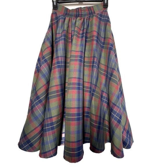 ModCloth x Collectif Plaid Midi Skirt Tartan Button Front XS 4 - Picture 7 of 8